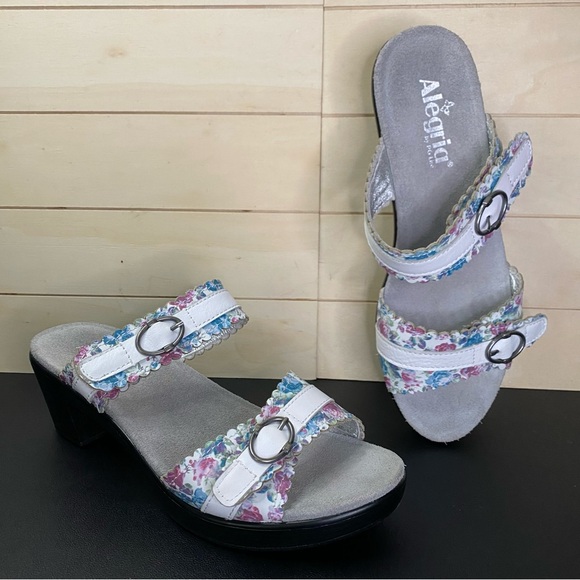 Alegria Bobbi Flounce Floral Sandals Women's Size 11 Shoes EU41 Leather White - Picture 11 of 11